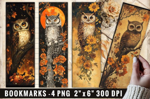 Halloween Owl and Floral Bookmarks Collection