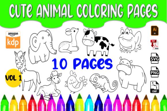 Cute Animal Coloring Book Cover with Elephant, Deer, and Other Animals