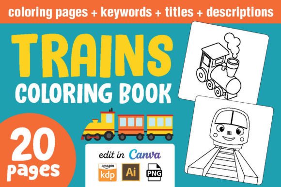 Trains Coloring Book Cover