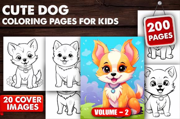 Cute Dog Coloring Book Cover with 200 Pages