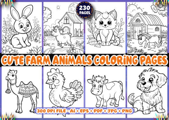 Cute Farm Animals Coloring Pages Collection