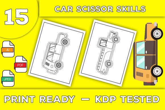 Car Scissor Skills Coloring Pages