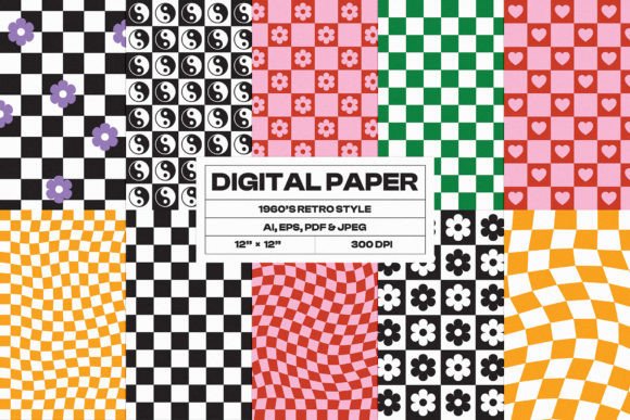 Retro 1960s Digital Paper Patterns