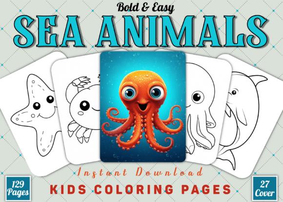 Sea Animals Coloring Book Cover