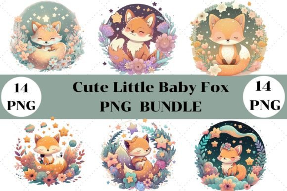 Cute Baby Fox Watercolor Bundle Preview