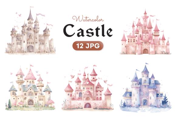 Watercolor Fairytale Castle Clipart Collection
