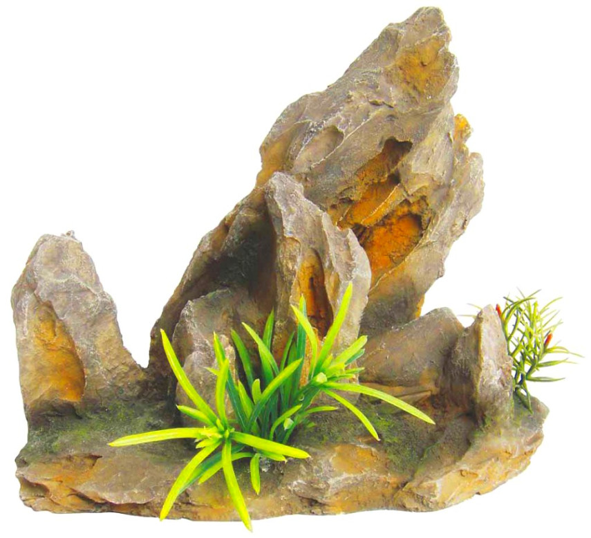 Rock Formation With plants Aquarium Ornament Fish Tank Accessories
