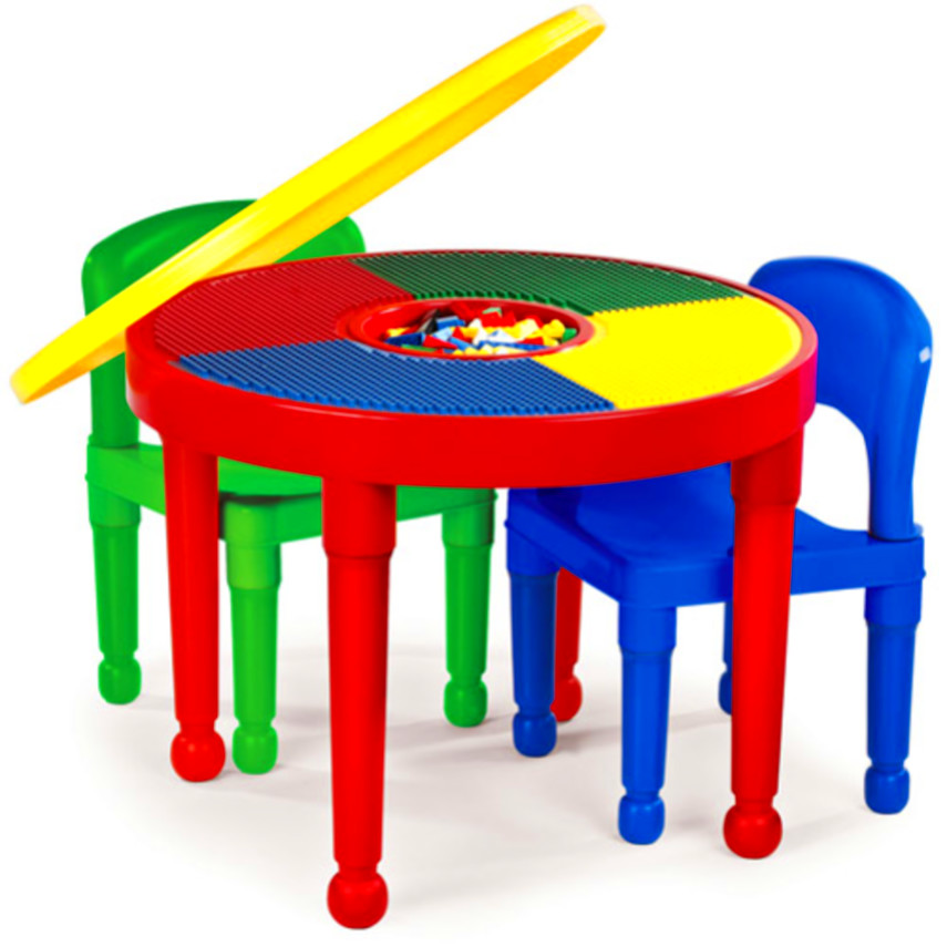 Tot Tutors 2-in-1 Plastic Construction Table  Chair Set