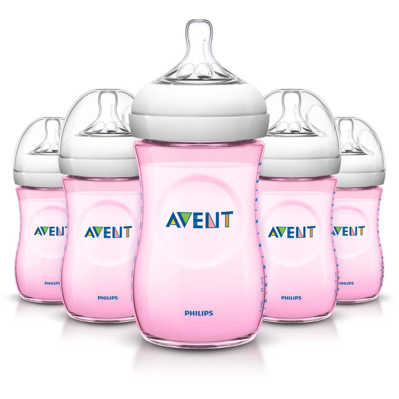 Philips Avent BPA Free Natural Pink Baby Bottles, 9 Ounce, 5 Pack