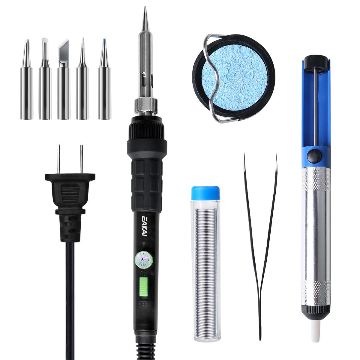  Soldering Iron Kit  7 in 1 Adjustable Temperature Upgraded 60W 110V w On Off