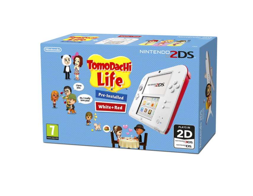 Nintendo Handheld Console - White/Red with Pre-installed Tomodachi Life (Nintend