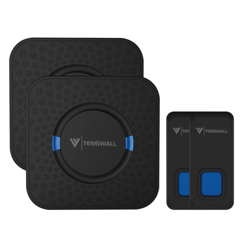 Tenswall Wireless Doorbell Waterproof 1000 Ft  2 Transmitters  2 Receivers Black