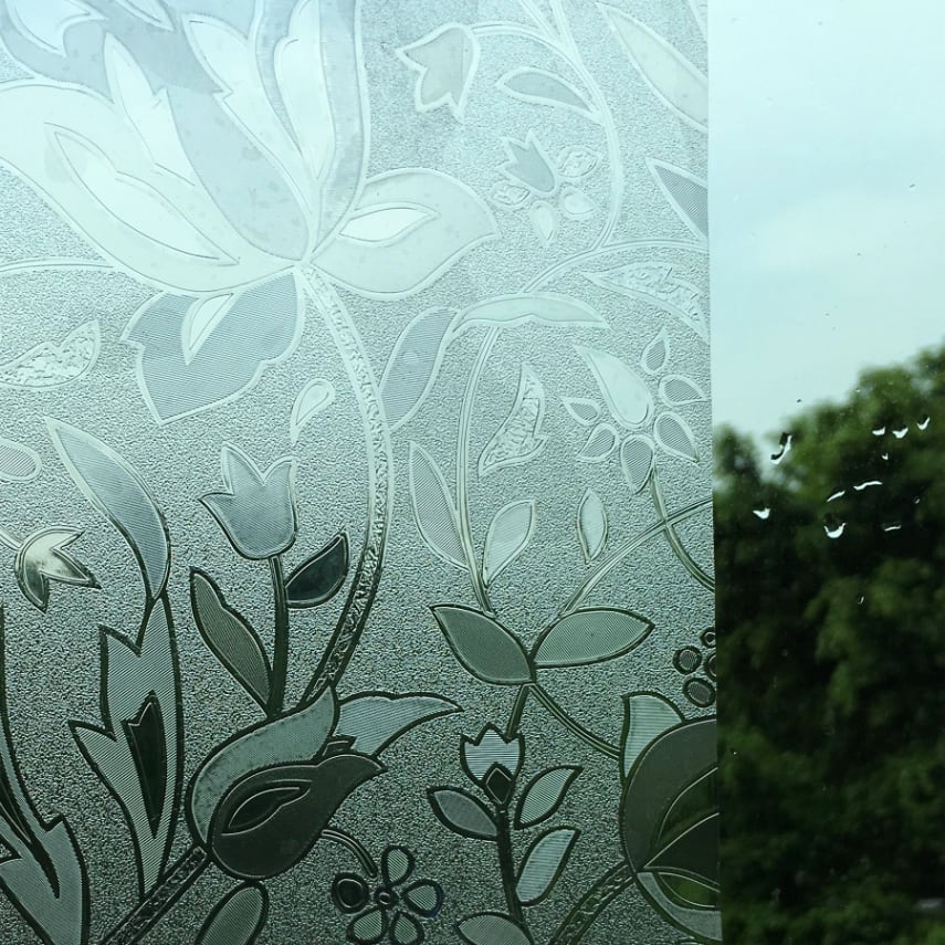 WINDOW FILM FLOWER VIEW FROSTED STAINED GLASS STATIC CLING PRIVACY WINDOW FILM