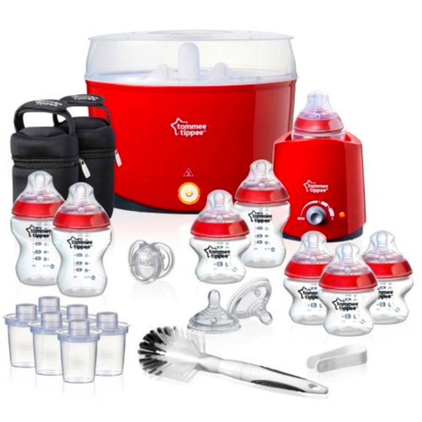 Tommee Tippee Closer Nature Essentials Kit  Red Sterilliser Food Set Babys Botle