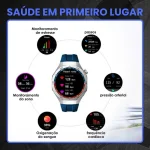Miniatura de Smartwatch Aurafit Am34 Amoled Gps Prova D'agua 2 Pulseiras Prateado Esportiva 
