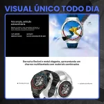 Miniatura de Smartwatch Aurafit Am34 Amoled Gps Prova D'agua 2 Pulseiras Prateado Esportiva 