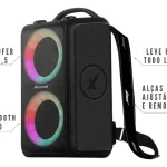 Miniatura de Caixa Som Bluetooth Portátil Amplificada 600W Rms Bateria Potente Amvox Aca 600 Bagvox