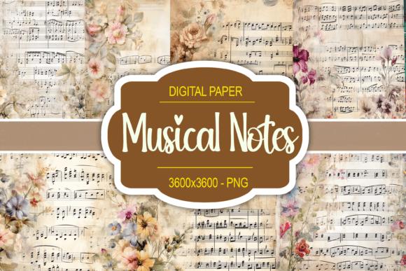 Vintage Musical Notes Digital Paper Design