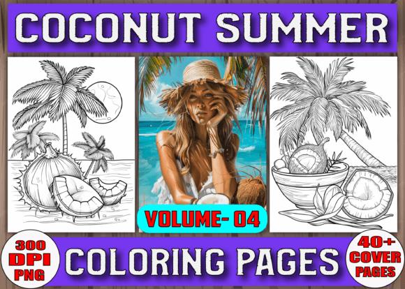Coconut Summer Coloring Book Cover - Beach Theme Coloring Pages