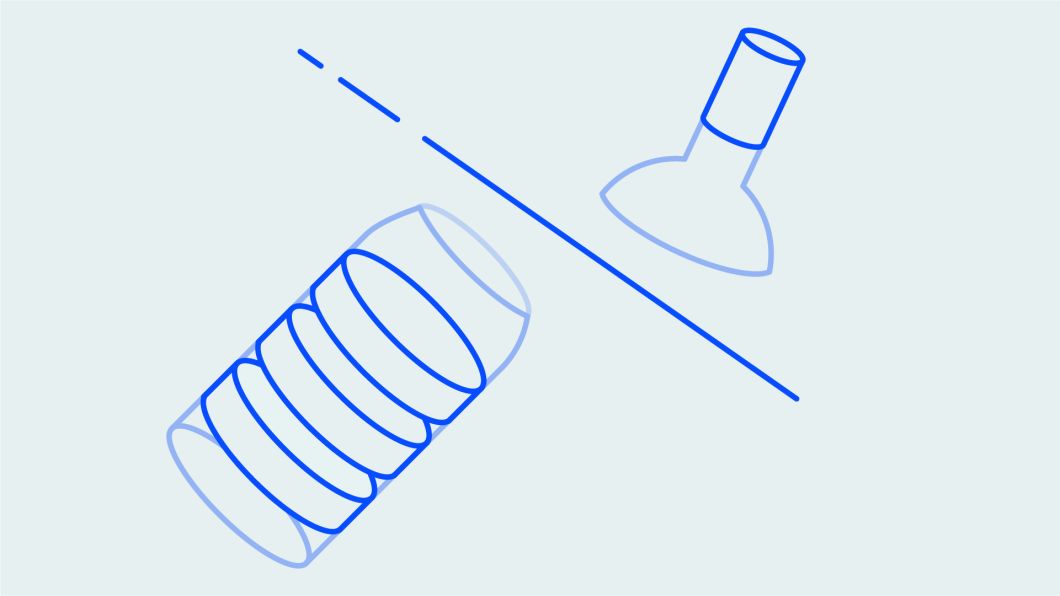 Illustration. A bottle gets cut open.