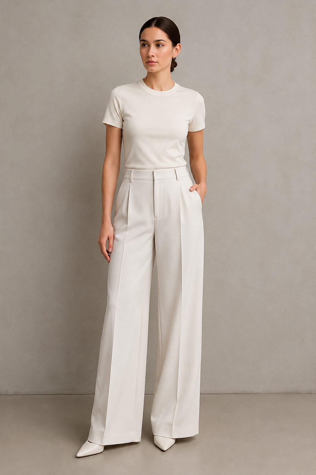 Plain Pleated Pants
