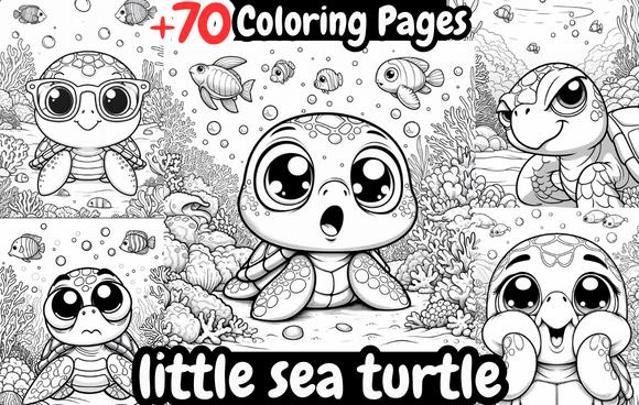 Cute Sea Turtle Coloring Pages with Underwater Theme