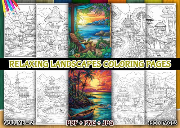 Relaxing Landscapes Coloring Pages Collection