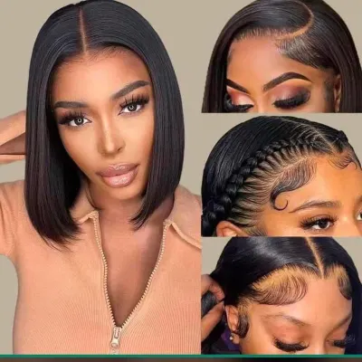 12"Full frontal human hair bob wig  Bob 13*4