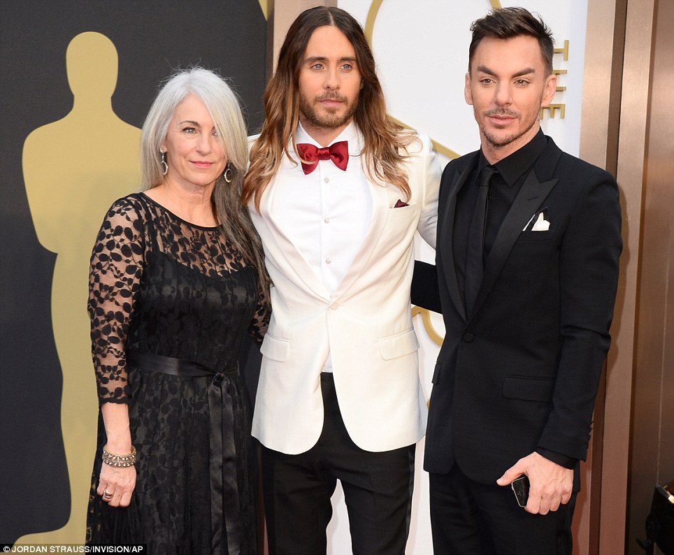 Family support: Jared Leto arrived with his mother Constance and brother Shannon