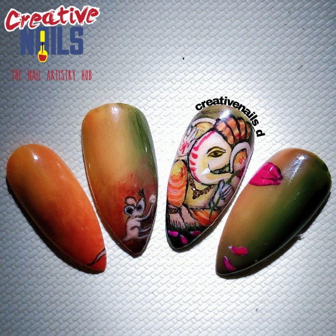 Ganesh Chaturthi Nail Art - 2019 Ganesh Chaturthi Nail Art - 2019