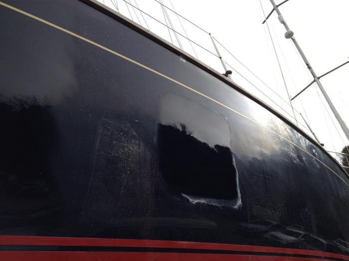 A Window in to the Past of This Boat - A Test Area of Nano-polished Gelcoat