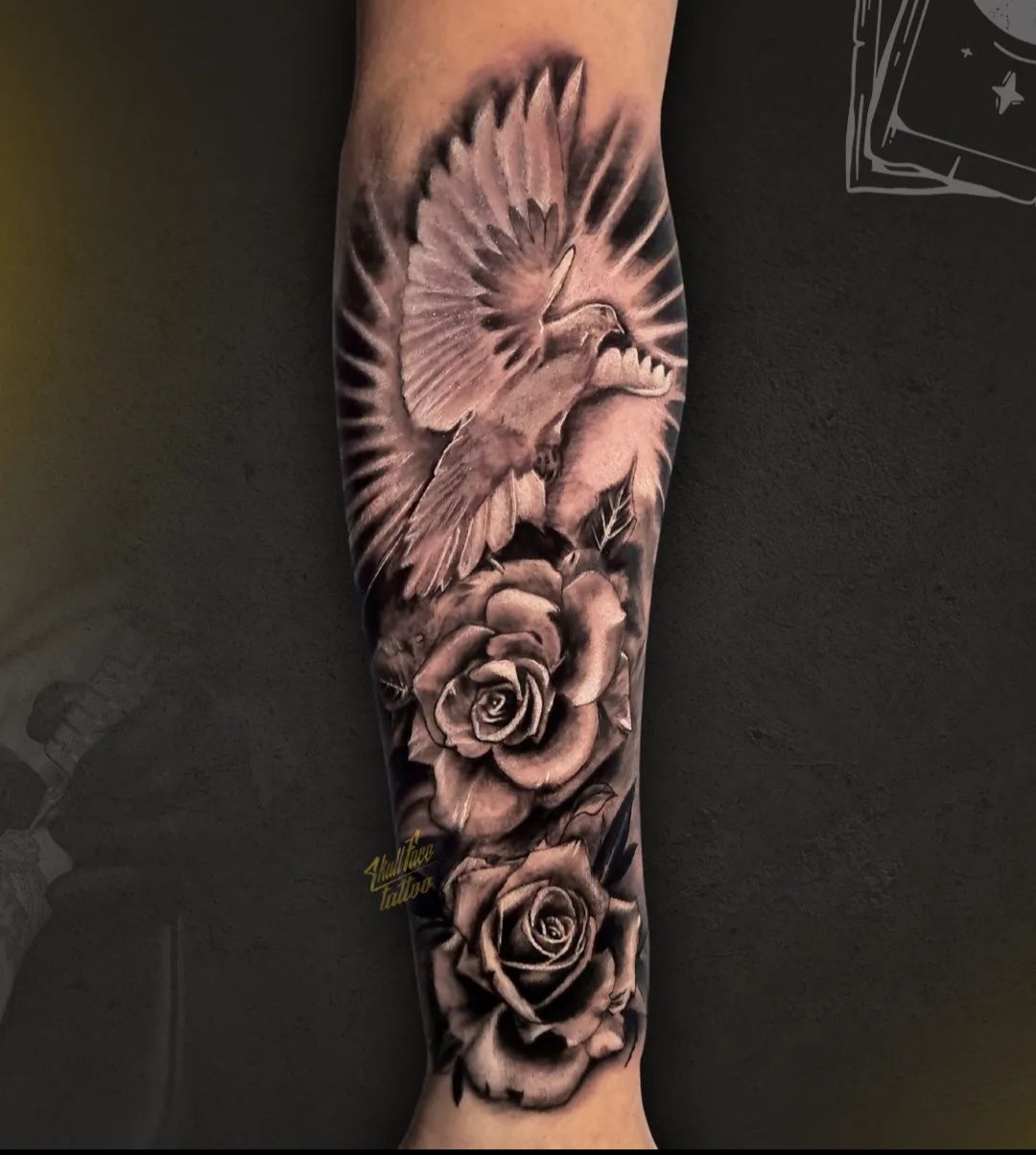 rosas e pombo