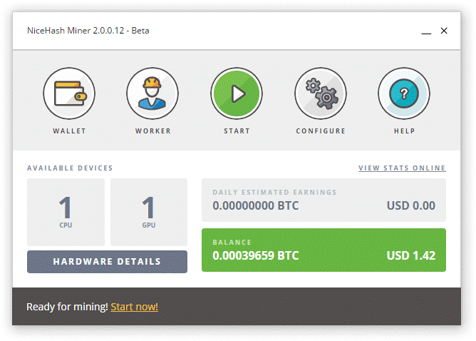 Рис.4 – главное окно приложения Nine Hash Miner