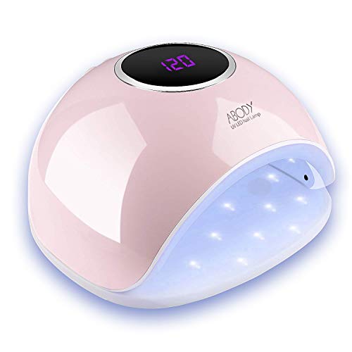 Abody Nail Lamp 48W UV LED Nail Dryer, Gel Nail Lamp with 5 Timer Setting, Automatic Sensor, LCD Display, Memory and Pause Timer Function for Fingernail & Toenail, Pink