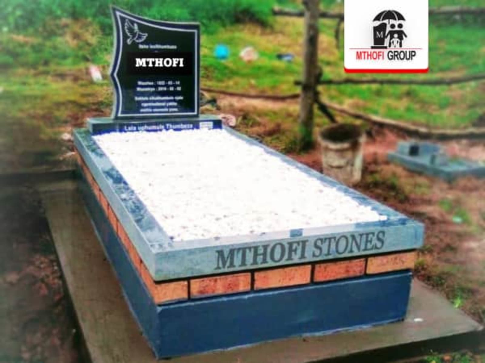 Grey-Dark Granite Wave tombstone in 37 Esther Roberts Road