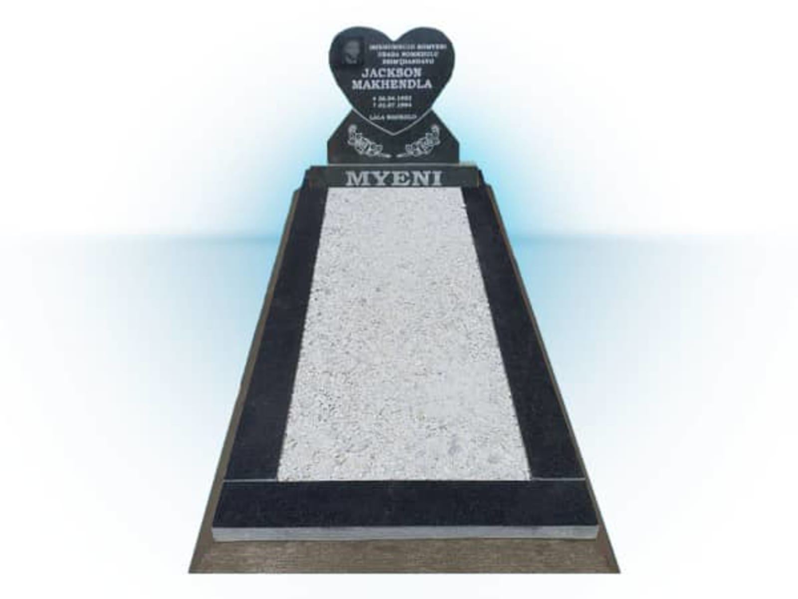 Grey-Dark Granite Heart tombstone in 69 Ceramic Curve