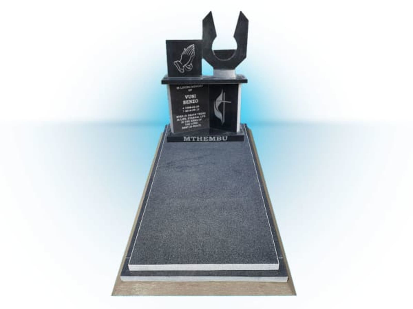 Grey-Dark Granite Traditional African tombstone in 69 Ceramic Curve