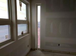 The skinny window in the master bedroom.
