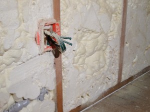 I left my low voltage boxes open. Some people choose to cover the back with duct tape, but I can easily cut out as much foam as I need to later if necessary.
