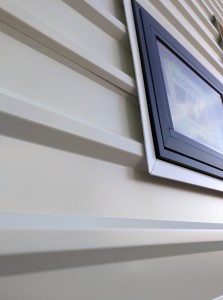 Steel siding window trim detail.