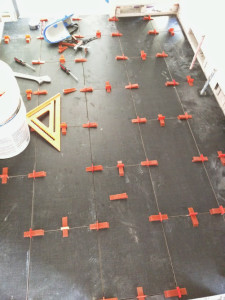Kid's bath floor tile.