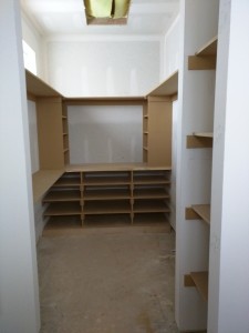 Shelving and stuff in the master closet.