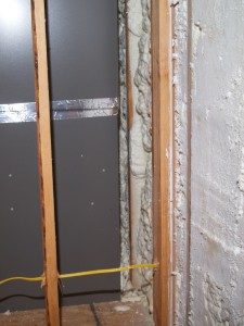 Space is tight between the furnace and the wall upstairs. Inspector made us set the furnaces early for an unknown reason which made it difficult to spray in there.