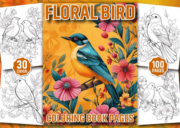 Floral Bird Coloring Book Cover
