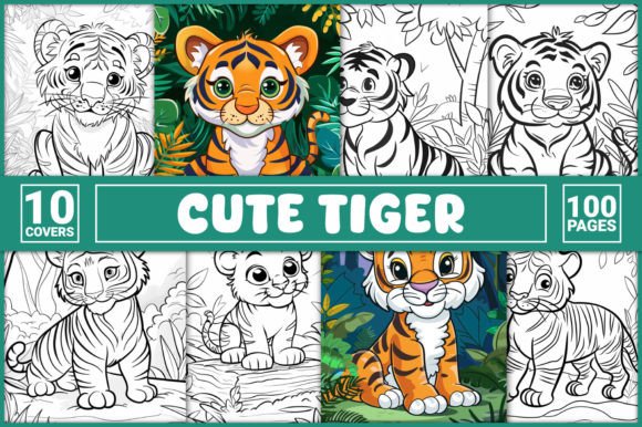 Cute Tiger Coloring Book Cover