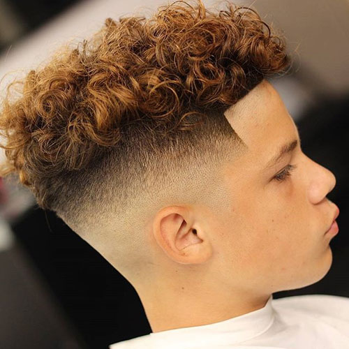 Mid Bald Fade + Shape Up + Messy Curly Hair