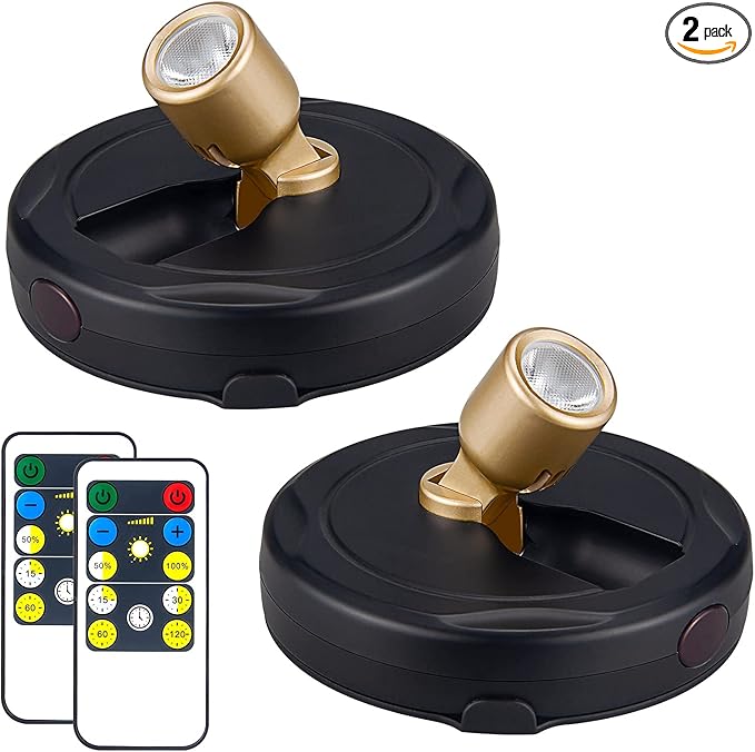 Wireless LED Spotlight, Battery Powered Picture Lights, Uplighting Indoor, Puck Lights with Remote