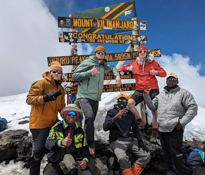 Climbers on Machame Route Kilimanjaro with scenic view
