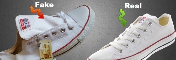 Шнуровка на оригинальных и поддельных Converse