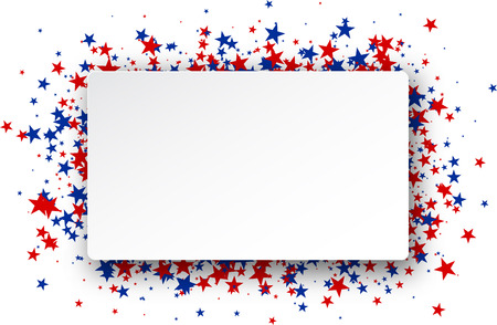 Background with red and blue stars. vector paper illustration.